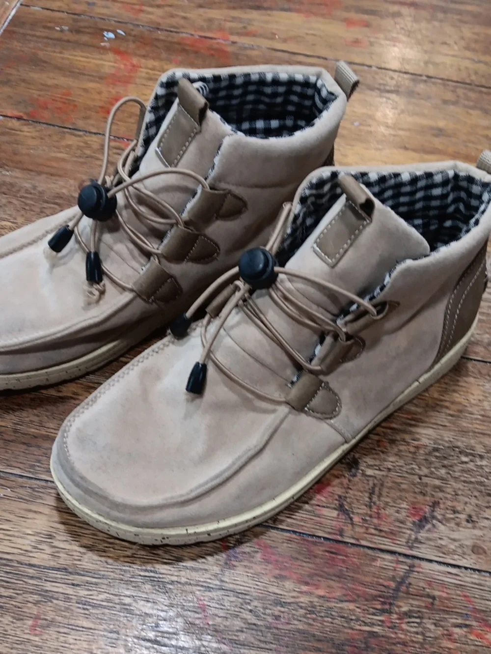 Men's Tan Suede Casual Ankle Boots - Lace Toggle Closure